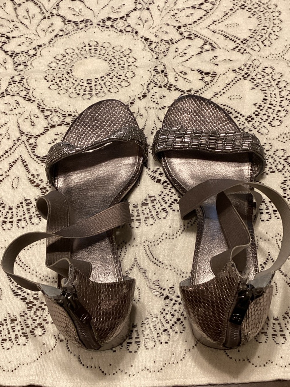 Adrianna Papell Metallic Brown Ankle Wrap Sandals